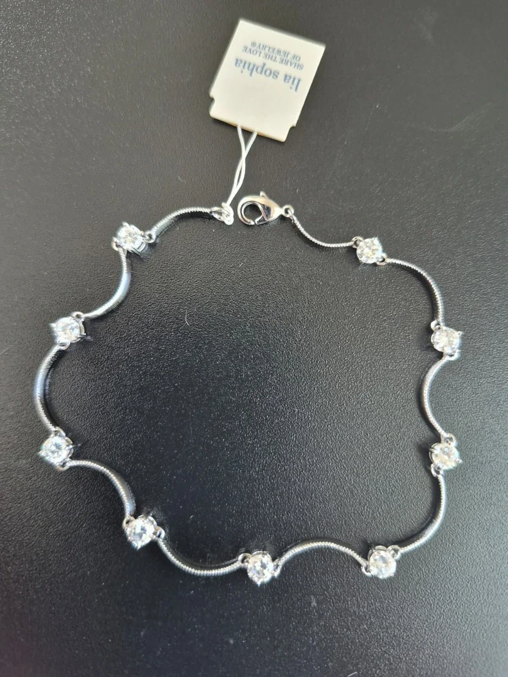 Lia Sophia Wedding Bells Cubic Zirconia Bracelet Silver Tone Dainty 8 in NWT